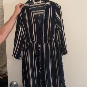 Striped button down dress